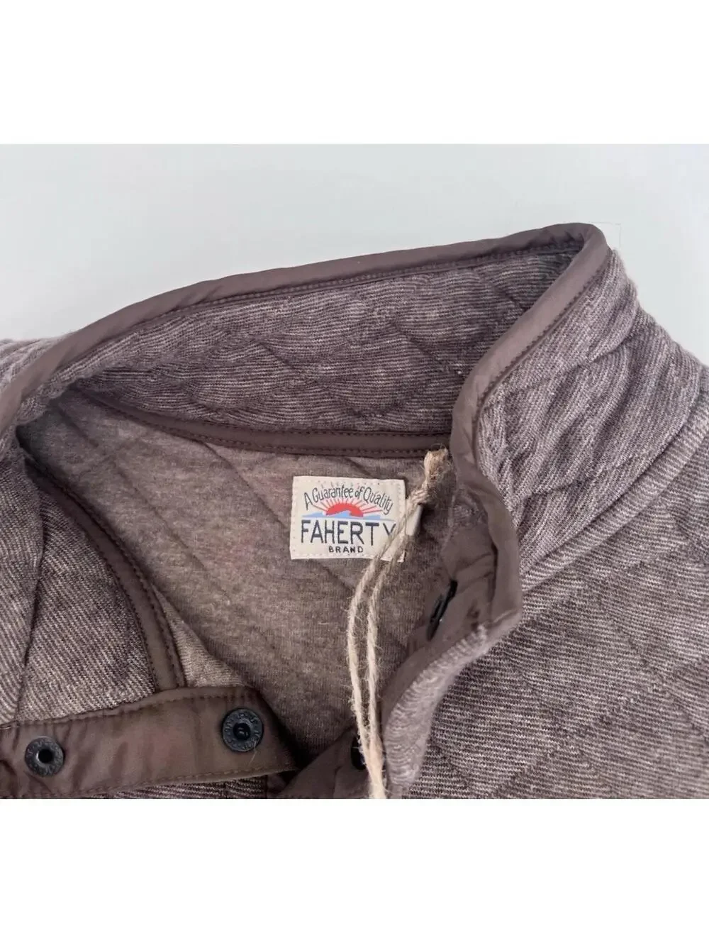 $188 Faherty Sweater Men's Small Epic Quilted Fleece Snap Button Pullover NWT